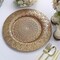 GOLD 6 Plastic 13" Round CHARGER PLATES Embossed Peacock Pattern